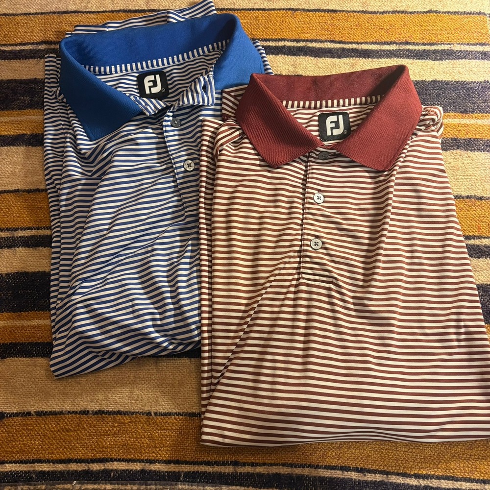FootJoy Golf Polo Shirt XL Lot of 2 Striped Performance Mens Short Sleeve